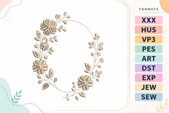 A Graceful Floral Wreath Frame for Your Embroidery Projects