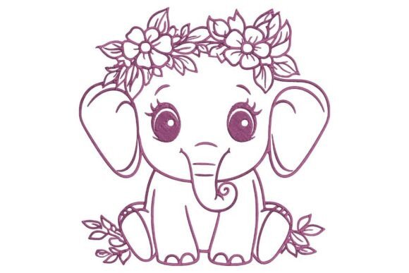 Boho Baby Elephant: A Purple Embroidery Charm