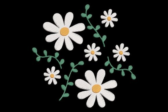 Charming Beautiful Daisy Flowers Embroidery