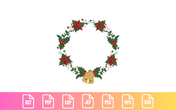 Christmas Floral Wreath with Bells Embroidery Design Review