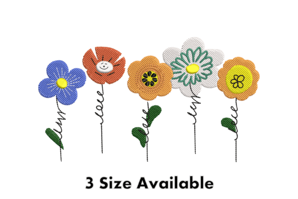 Cute Colorful Flowers: A Whimsical Embroidery Delight
