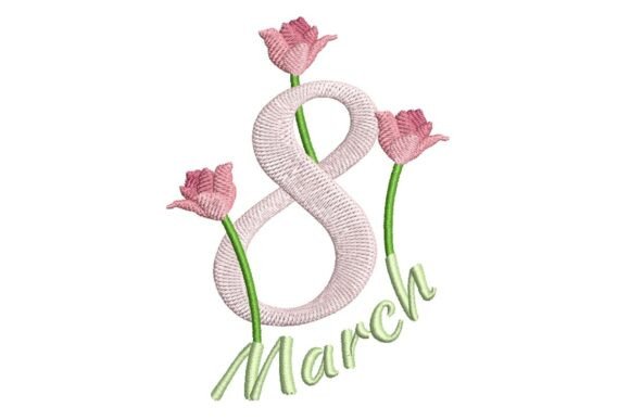 Elegant March 8 Flowers Embroidery Design