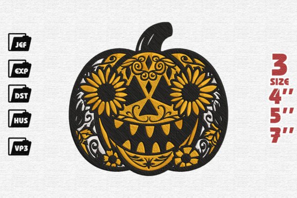 Evaluating the Elegant Halloween Pumpkin Embroidery Design