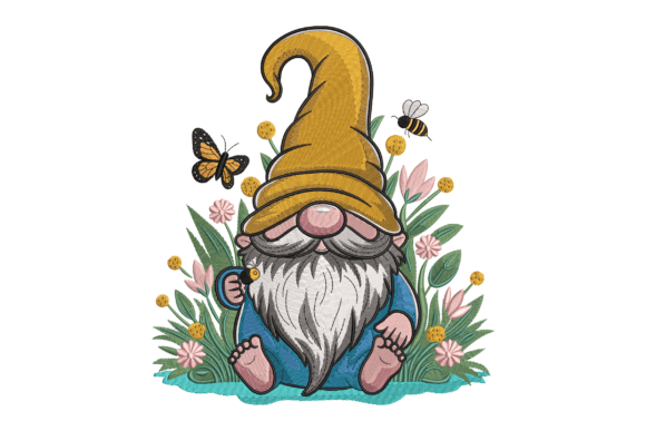 Gnome with Flowers and Bees: A Spring Delight