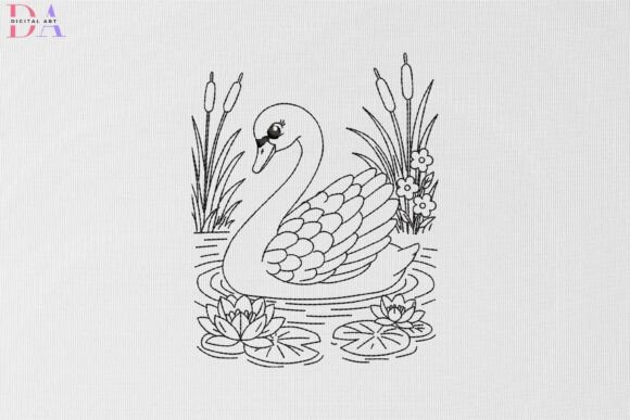 Graceful Swan Embroidery: A Nature-Inspired Gift Design