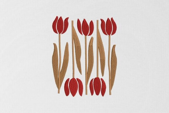 Red Flowers: A Festive Touch for Holiday Embroidery