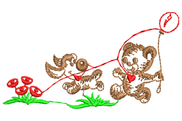 Two Cute Teddy Bears: A Charming Embroidery Design